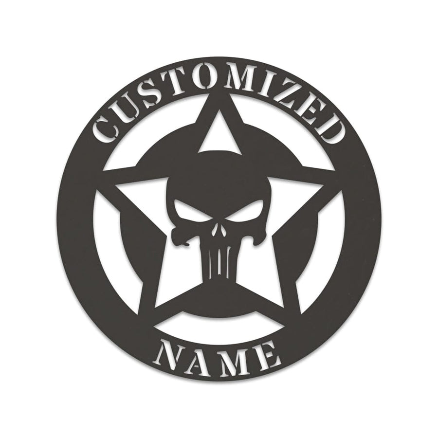 Halloween Punisher Skull Monogram - Metal Skull Decor