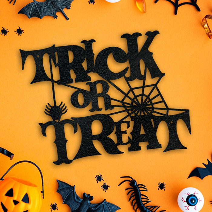 Halloween Trick Or Treat Sign - Powder Coated Metal Halloween Wall Art Decor