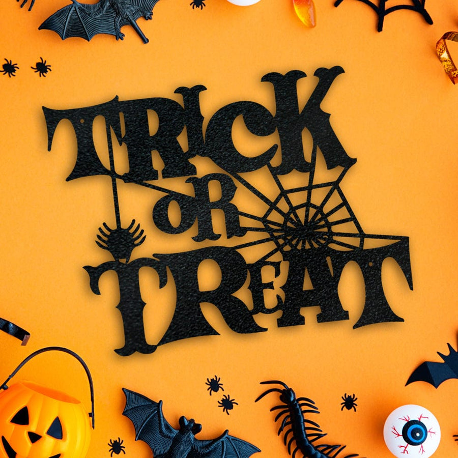 Halloween Trick Or Treat Sign - Powder Coated Metal Halloween Wall Art Decor