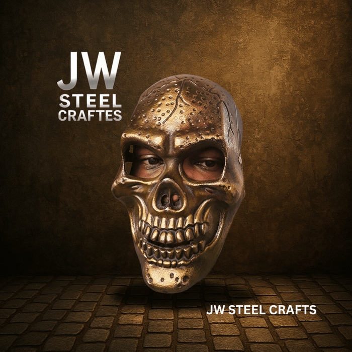 Handcrafted Metal Skull Mask: Choose Copper, Chrome or Antique Finish