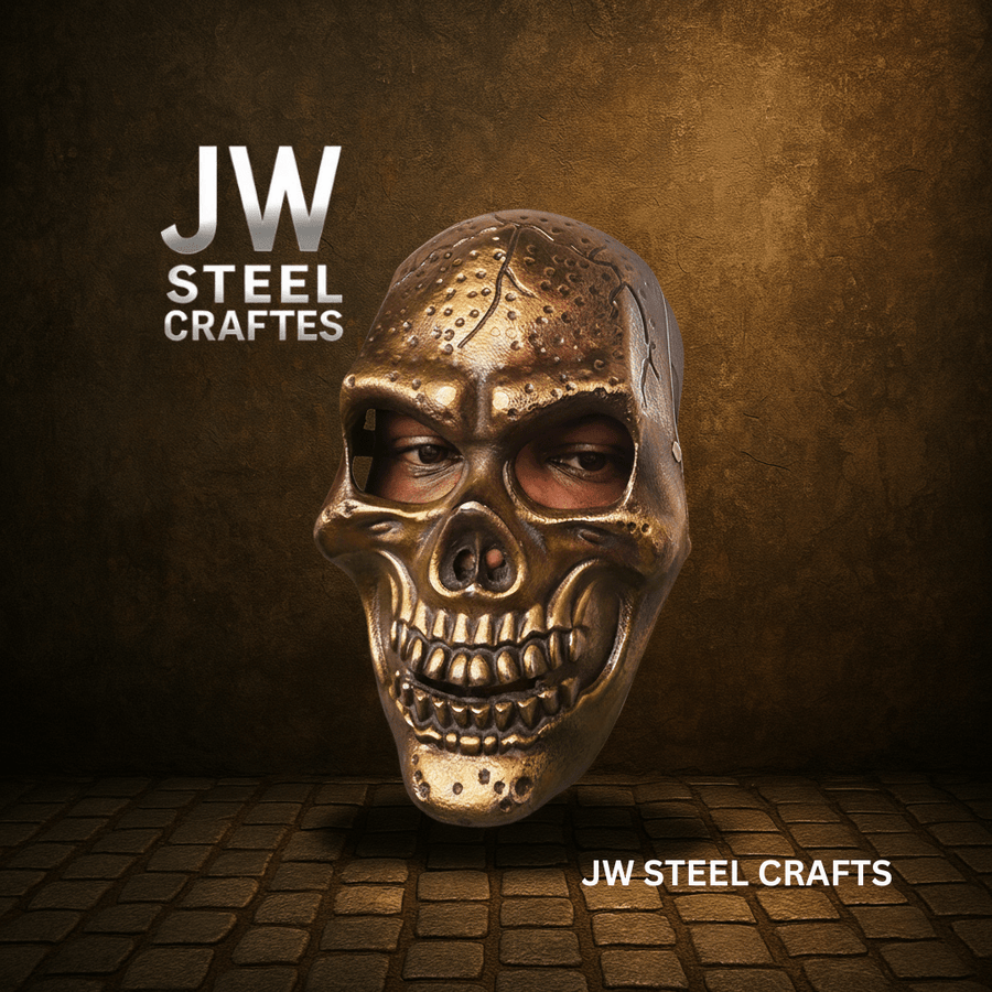 Handcrafted Metal Skull Mask: Choose Copper, Chrome or Antique Finish