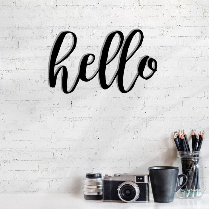 Hello Metal Sign - Rustic Farmhouse Metal Hello Sign