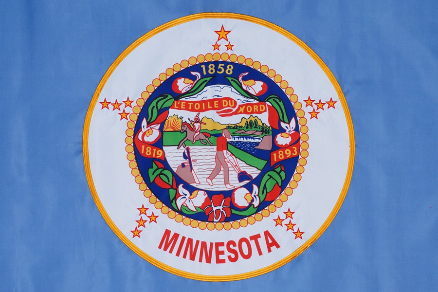 Historic Minnesota State Flag design and stitching in close-up
