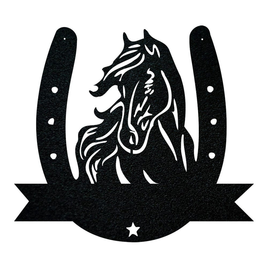 Horse Head & Horseshoe Monogram - Metal Sign