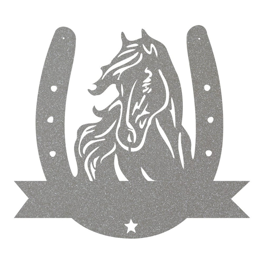 Horse Head & Horseshoe Monogram - Metal Sign