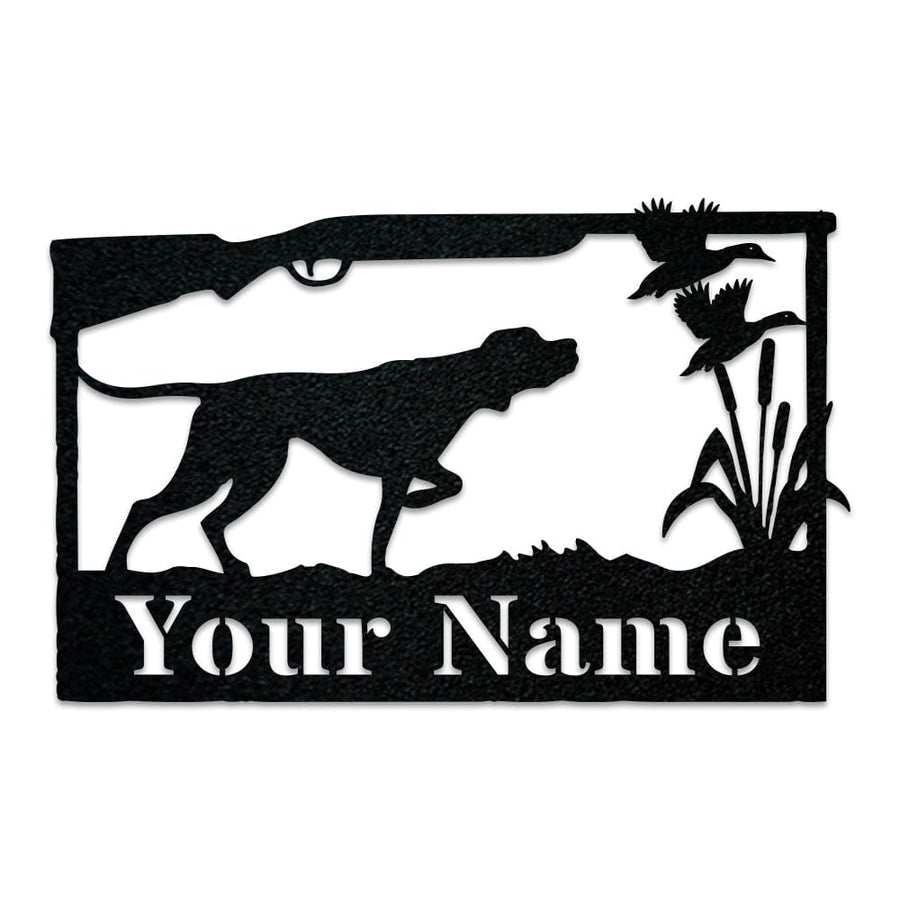 Hunting Dog & Ducks Monogram Metal Sign