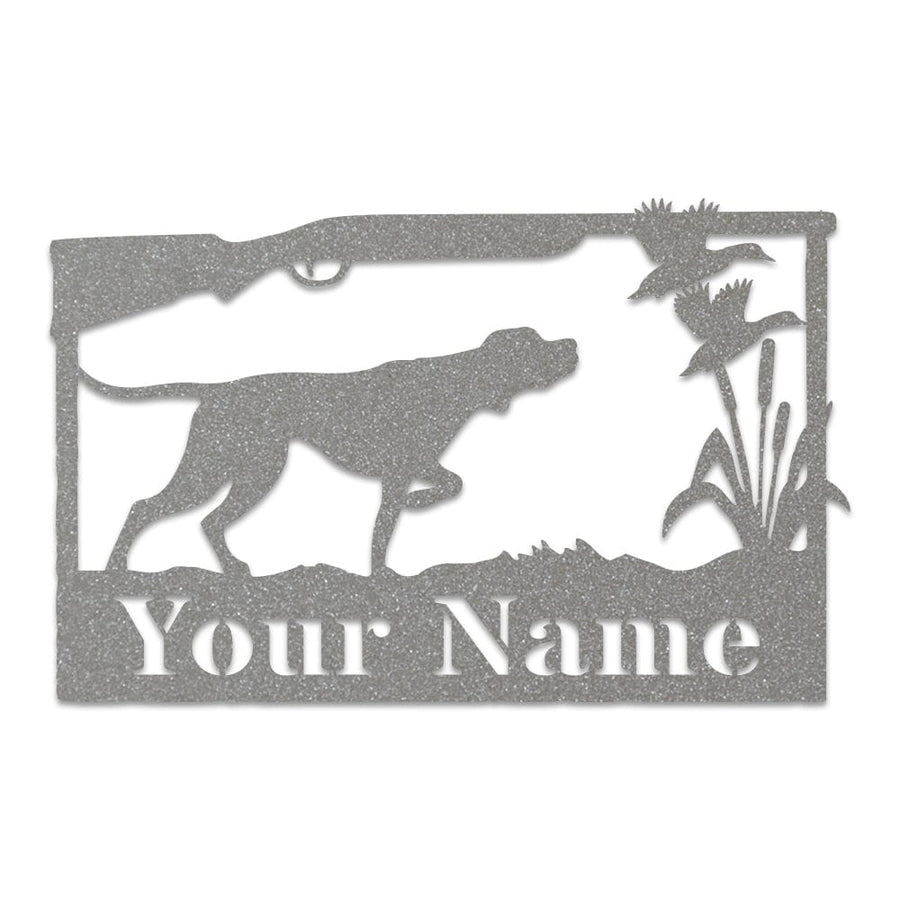 Hunting Dog & Ducks Monogram Metal Sign