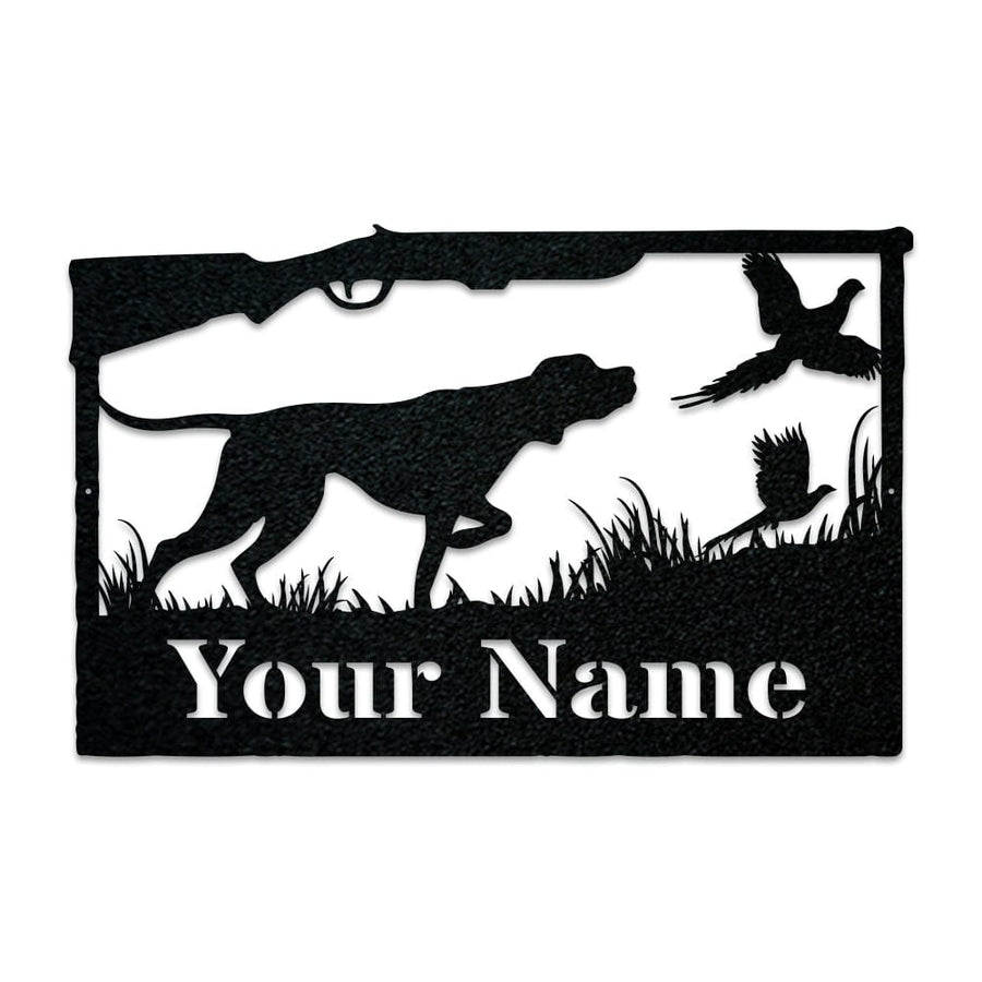 Hunting Dog & Pheasant Monogram Metal Sign