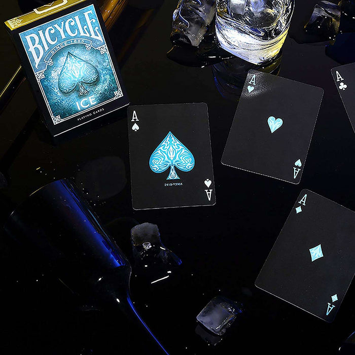 Bicycle Ice Playing Cards – Frozen Cyan & Black Design