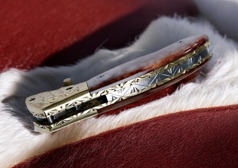 Custom Handmade Damascus Steel Pocket Knife – 3" Blade