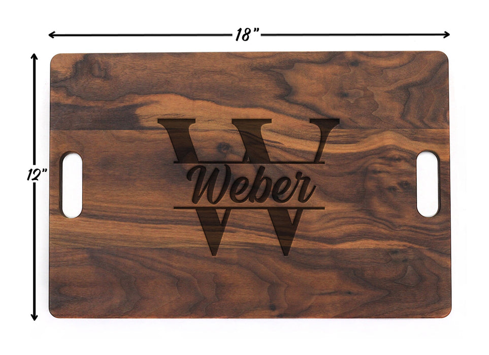 Personalized Cutting Board Wedding Gift Monogrammed Cutting Board 18 X 12 With Juice Groove And Handles Christmas Usa Made
