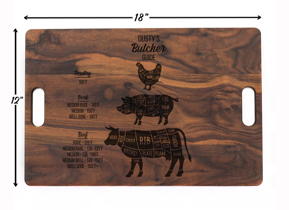 Father S Day Butchers Guide Custom Cutting Board 18 X 12 Walnut Cutting Board Juice Groove Serving Tray Gift For Dad Made In The Usa