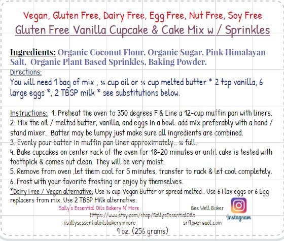 Cake Mix, Gluten Free, Egg Free, Dairy Free, Grain Free, Vegan, Birthday, Love, Plant Based Sprinkles, Paleo Option, Birthday, Wedding, Baby