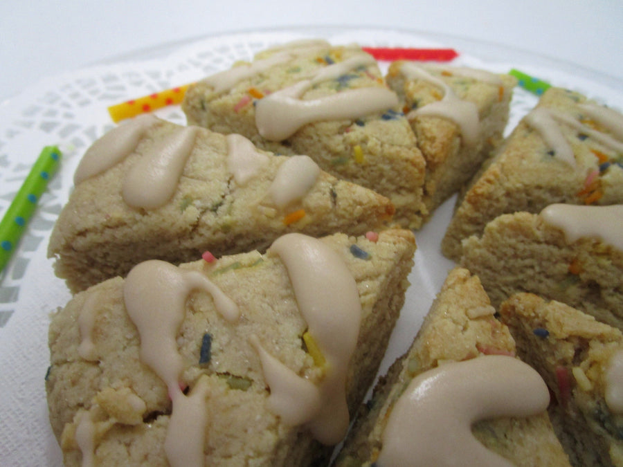 Grain Free Scones, KETO, Vanilla Birthday Cake, Gluten Free, Dairy Free, Sugar Free, Vegan, Erythritol Free, Low Carb Fitness Gift, July 4th