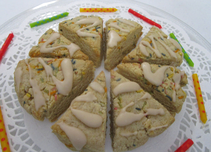 Grain Free Scones, KETO, Vanilla Birthday Cake, Gluten Free, Dairy Free, Sugar Free, Vegan, Erythritol Free, Low Carb Fitness Gift, July 4th
