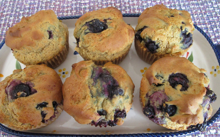 Gluten Free Blueberry Muffins, Dairy Free, Egg Free, Vegan, Nut Free, Low-Fat, Wellness gifts, Cleaning Eating Breakfast, Coconut Sugar
