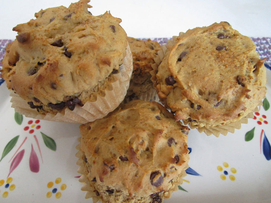 Gluten Free Chocolate Chip Muffins, Dairy Free, Vegan, Nut Free, Low Sugar Breakfast, Low Fat snacks, Birthday Brunch, School Safe breakfast