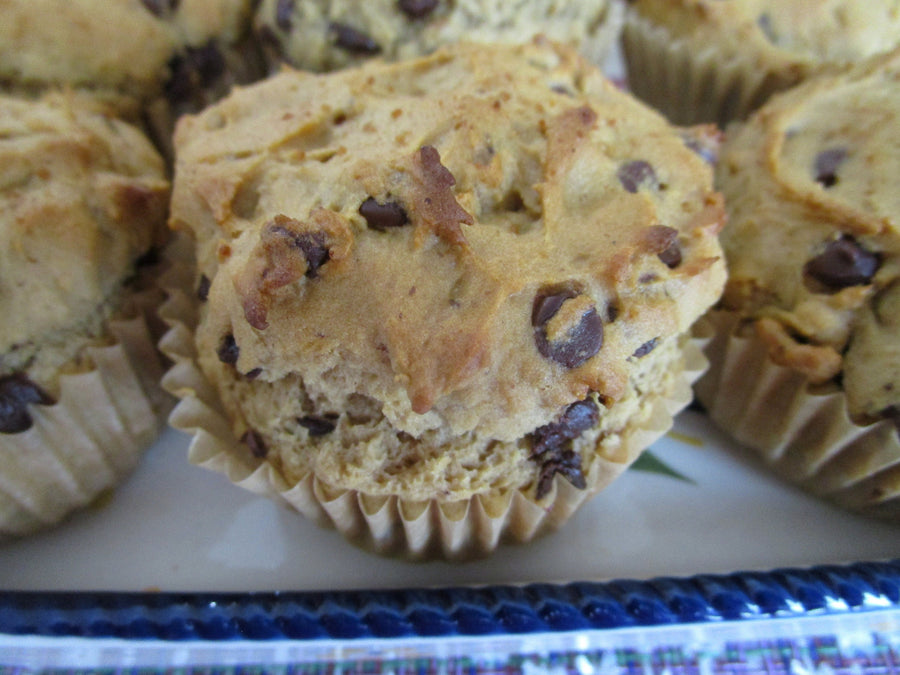 Gluten Free Chocolate Chip Muffins, Dairy Free, Vegan, Nut Free, Low Sugar Breakfast, Low Fat snacks, Birthday Brunch, School Safe breakfast