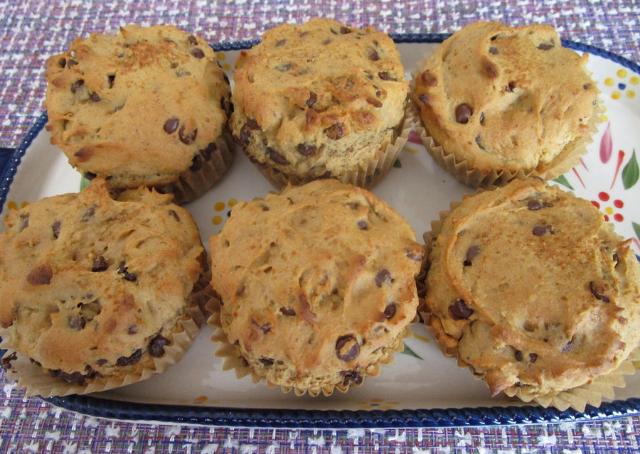 Gluten Free Chocolate Chip Muffins, Dairy Free, Vegan, Nut Free, Low Sugar Breakfast, Low Fat snacks, Birthday Brunch, School Safe breakfast