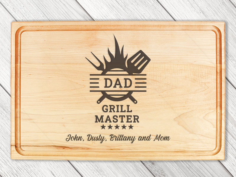 Personalized Gift For Dad, Dad Grill Master Cutting Board, Custom Grilling Gift For Dad, BBQ Gift For Dad, Custom Cutting Board - USA Made