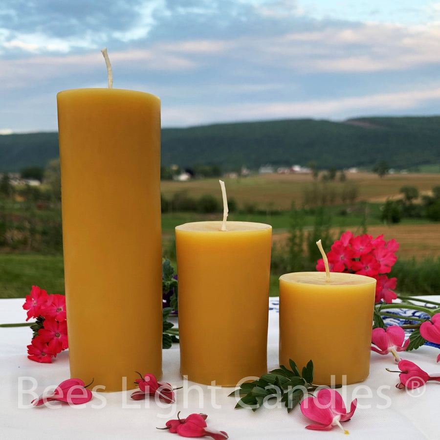 2 Inch Yellow Beeswax Pillar Candle Set