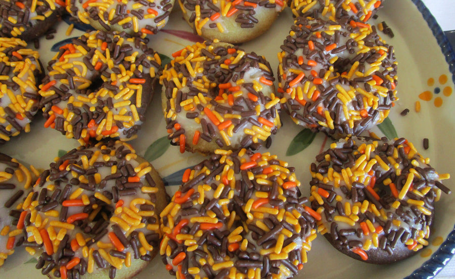 Gluten Free Mini Donuts, Dairy Free, Vegan School Safe Treats, Frosted w/Natural Sprinkles, Nut Free, Easter Party Snacks, Birthday Gifts