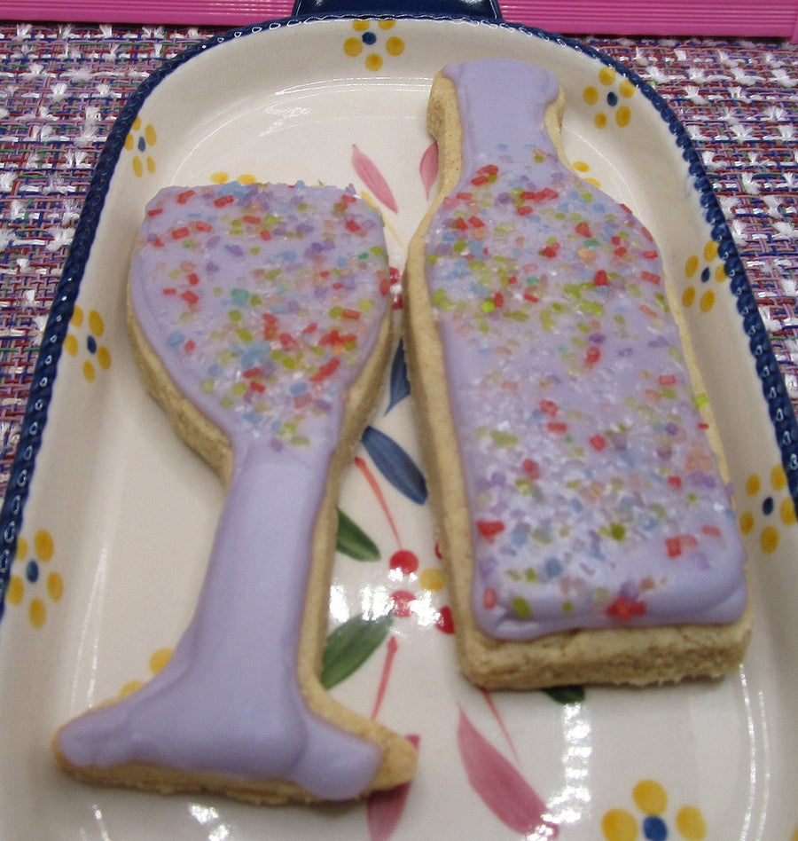 Gluten Free Iced Sugar Cookies, Dairy Free, Egg Free, Vegan, Nut free, Sugar Free, Champagne, Wine, Wedding, Anniversary, Reunion, Custom