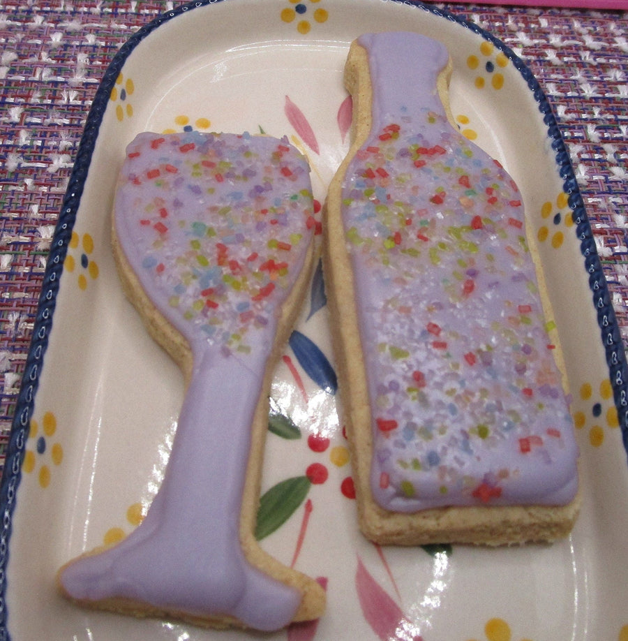 Gluten Free Iced Sugar Cookies, Dairy Free, Egg Free, Vegan, Nut free, Sugar Free, Champagne, Wine, Wedding, Anniversary, Reunion, Custom