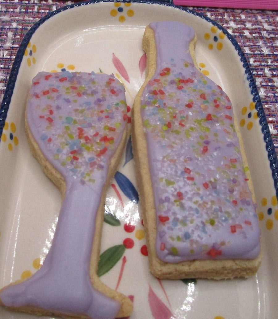 Gluten Free Iced Sugar Cookies, Dairy Free, Egg Free, Vegan, Nut free, Sugar Free, Champagne, Wine, Wedding, Anniversary, Reunion, Custom