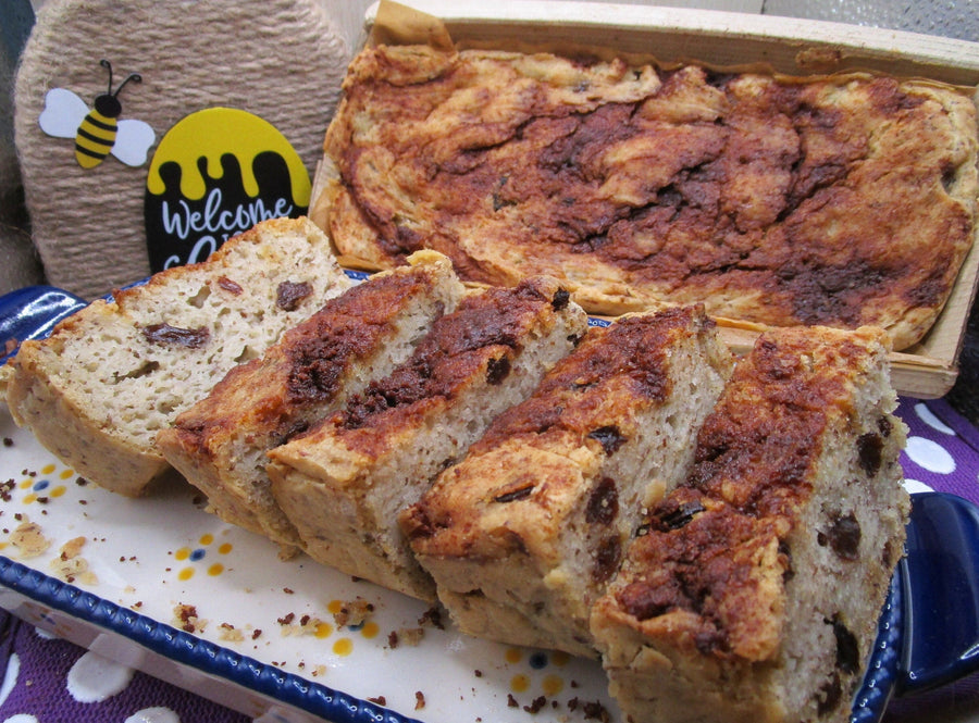 Organic Gluten Free Cinnamon Raisin Sweet Bread, Dairy Free, Vegan, Nut Free, Birthday Breakfast, Mother's Day Brunch, Low Fat, Low Calorie