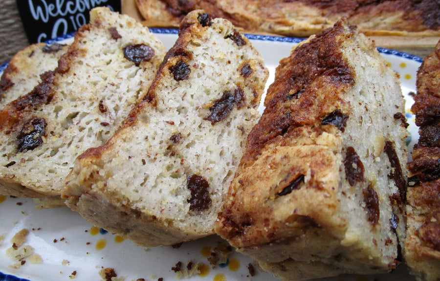 Organic Gluten Free Cinnamon Raisin Sweet Bread, Dairy Free, Vegan, Nut Free, Birthday Breakfast, Mother's Day Brunch, Low Fat, Low Calorie