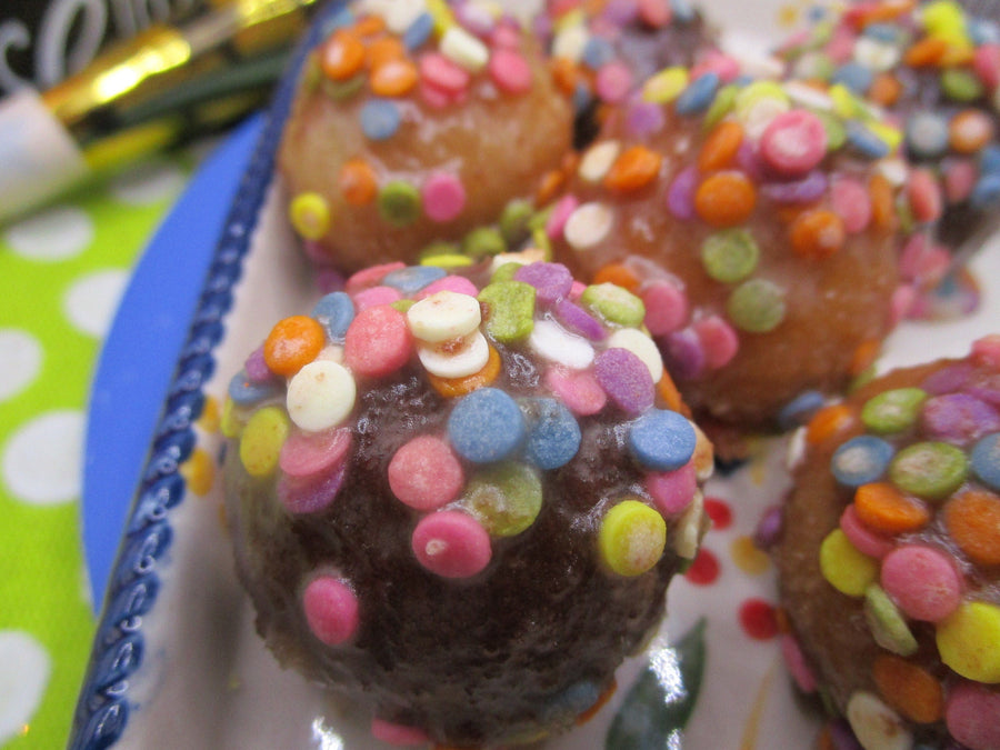 Gluten Free Munchkins, Dairy Free, Vegan, Egg Free, Glazed, Natural Sprinkles, Nut Free, Birthday Party, Christmas Snacks, School safe treat