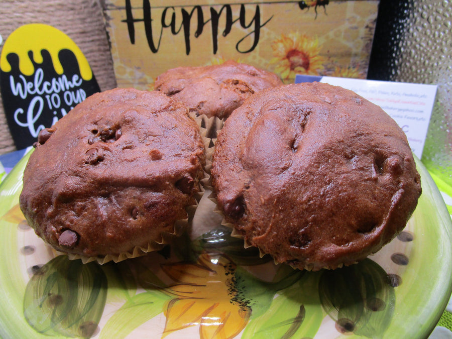 Double Chocolate Chip Muffins, Gluten Free, Dairy Free, Egg Free, Vegan, No refined Sugar, Nut Free, Diet, Low Calorie, Mini, Father's Day