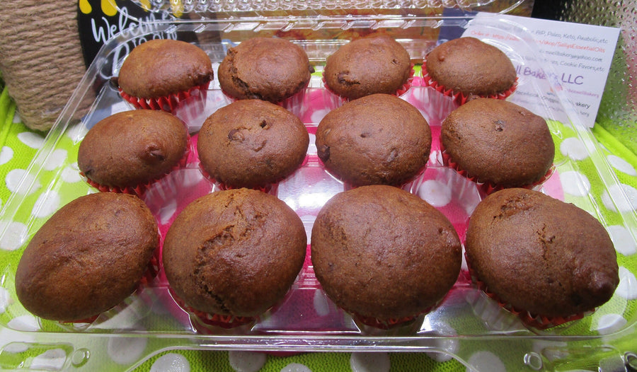 Double Chocolate Chip Muffins, Gluten Free, Dairy Free, Egg Free, Vegan, No refined Sugar, Nut Free, Diet, Low Calorie, Mini, Father's Day