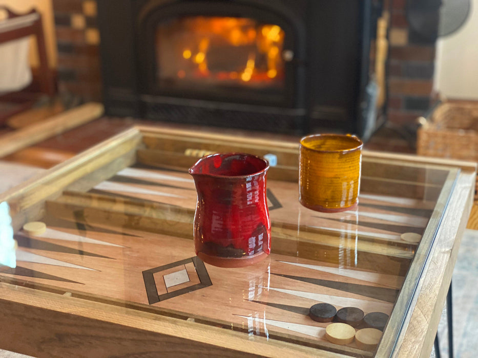 Rustic Backgammon Coffee Table with removable glass top - 25x25"
