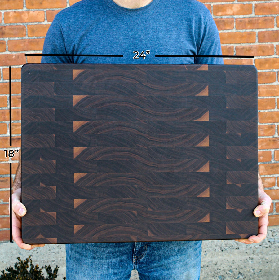 Large End Grain Walnut Cutting Board, Walnut Butcher Block with Rubber Feet, Up to 2” Thick, Wedding Gift, Anniversary Gift, USA Made