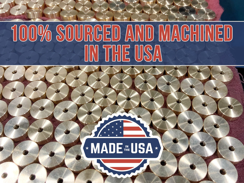 Premium Brass Cutting Board Feet - Set of 4, Includes Non-Slip Pads, and Phillips Screws. 1" Diameter Brass Hardware. 100% Made in the USA