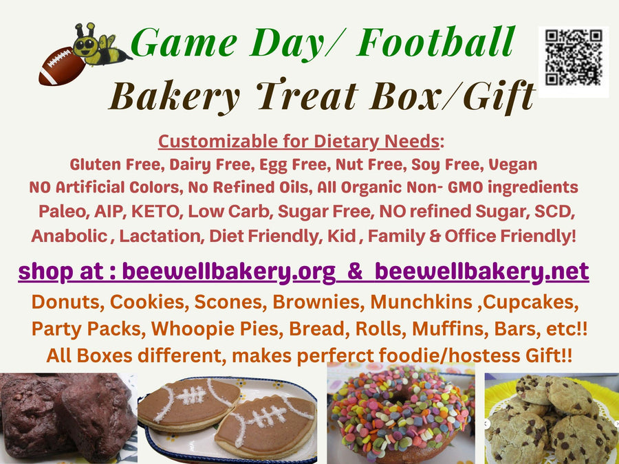 Game Day Bakery Box Sampler, Gluten Free, Dairy Free, Vegan, Sugar Free, Keto, High Protein, AIP Paleo, Cookies, Brownie, Donut, Football