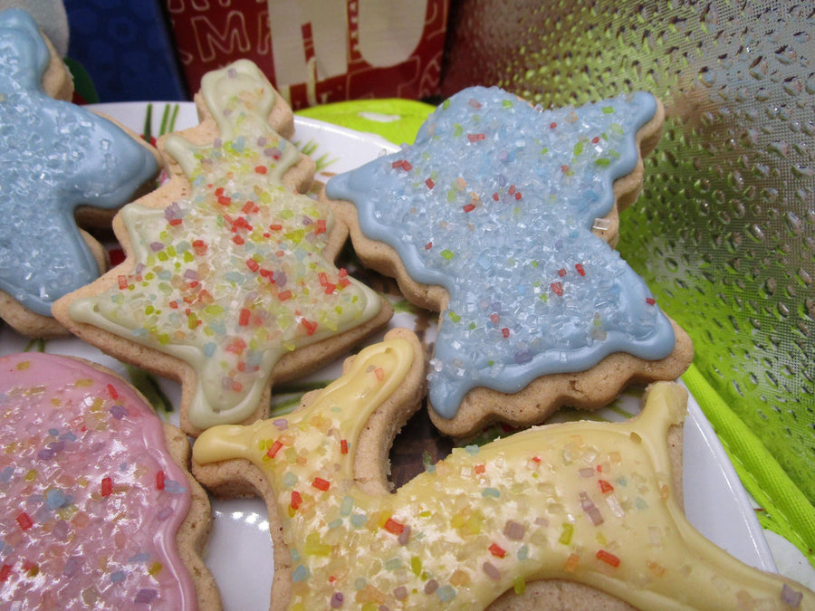 Sugar Free Cookies, Iced, Christmas, Gluten Free, Egg Free, Dairy Free, Vegan, Nut Free, Holiday Gifts, Low calorie, Healthy Snack