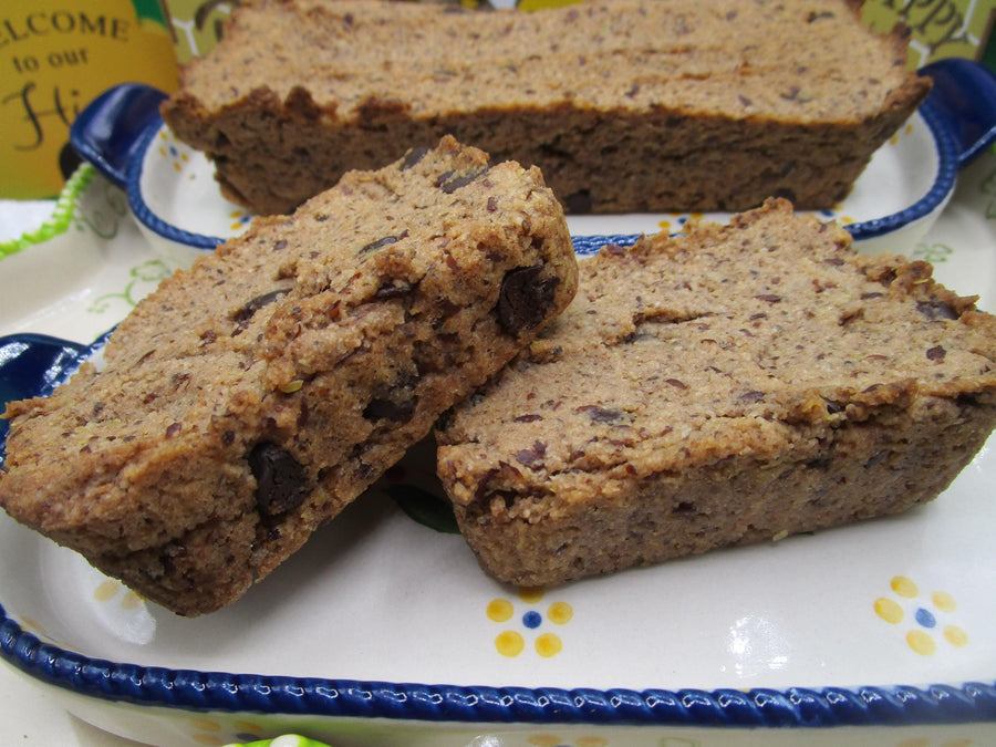Gluten Free Protein Banana Bread, Mocha Chip, Dairy Free, Peanut Free, Grain Free, Vegan Collagen, Sugar Free Fitness Snack, July 4th brunch