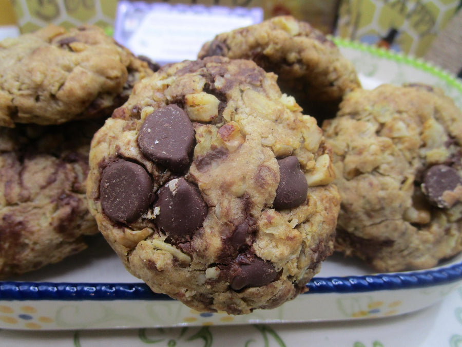 Gluten Free Oat Walnut Dark Chocolate Cookies, Dairy Free, Vegan, Coconut Sugar, Sugar Free, Birthday Gifts, Graduation Party, Non-GMO Oats