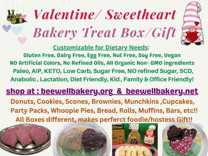 Gluten Free, Valentine's Day Bakery Box, Dairy Free, Egg Free, Sugar Free, Keto, AIP Paleo, Love, Sweetheart gift, Donuts, Cakes, Pastries