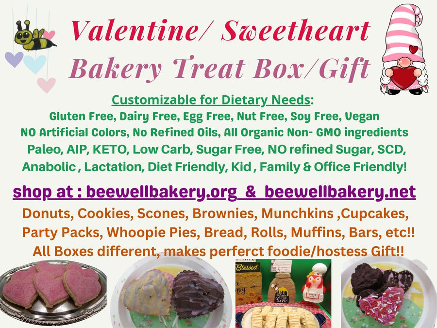 Gluten Free, Valentine's Day Bakery Box, Dairy Free, Egg Free, Sugar Free, Keto, AIP Paleo, Love, Sweetheart gift, Donuts, Cakes, Pastries