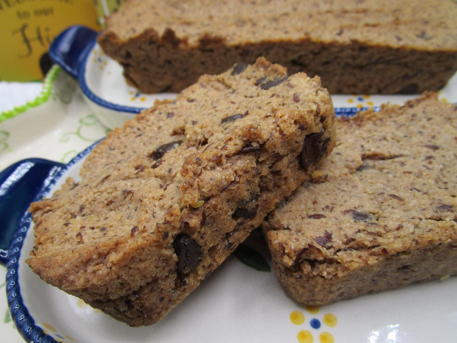 Gluten Free Protein Banana Bread, Mocha Chip, Dairy Free, Peanut Free, Grain Free, Vegan Collagen, Sugar Free Fitness Snack, July 4th brunch