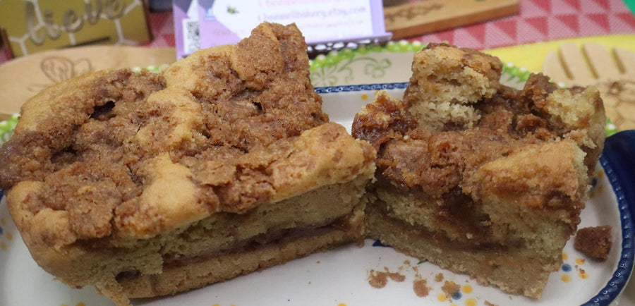 Sourdough Coffee Crumb Cake, Gluten Free, Dairy Free, Egg Free, Vegan, Nut Free, Birthday Gift, Cinnamon Swirl, Yeast Free, Holiday Dessert