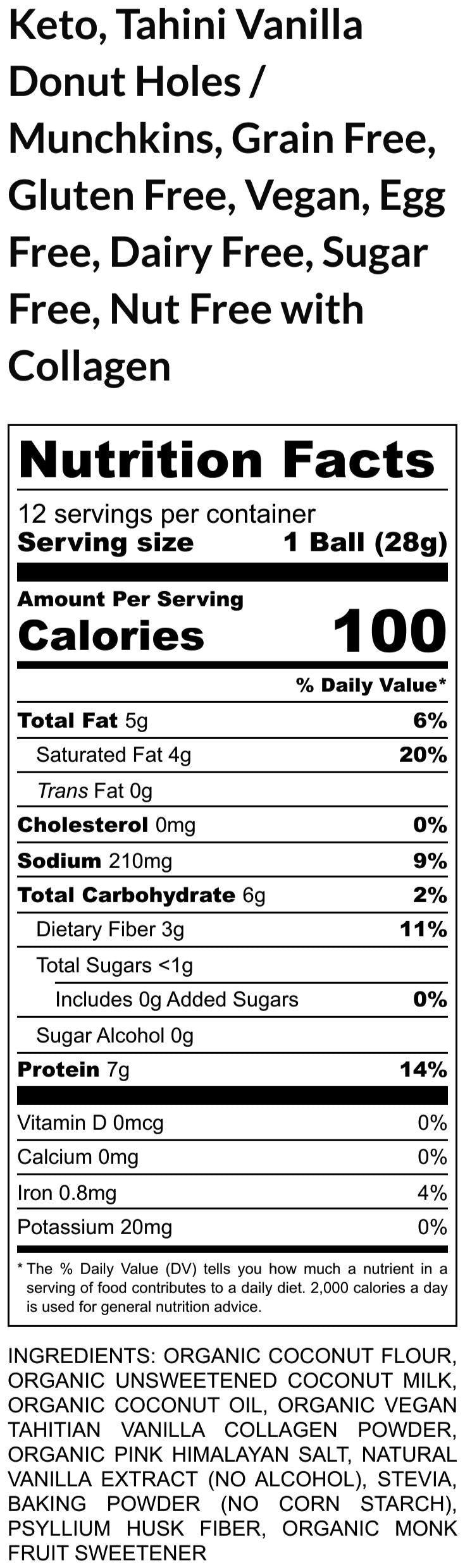 Keto Donut Hole, Gluten Free, Grain Free, Vegan, Dairy Free, Sugar Free, Protein Enriched, Low Carb Snack, Salt Caramel, Almond Free treats