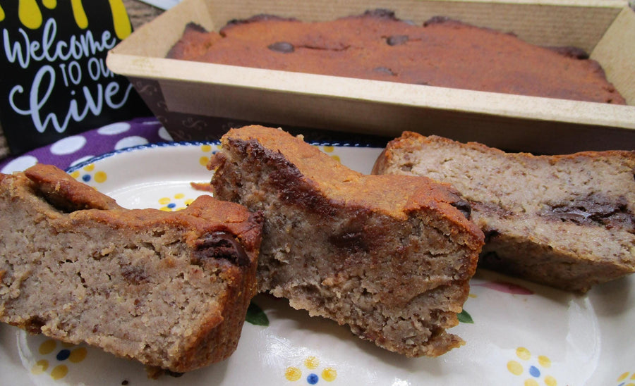 Gluten Free Protein Banana Bread, Mocha Chip, Dairy Free, Peanut Free, Grain Free, Vegan Collagen, Sugar Free Fitness Snack, July 4th brunch