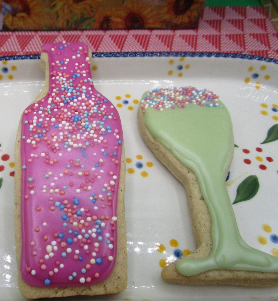 Gluten Free Iced Sugar Cookies, Dairy Free, Egg Free, Vegan, Nut free, Sugar Free, Champagne, Wine, Wedding, Anniversary, Reunion, Custom