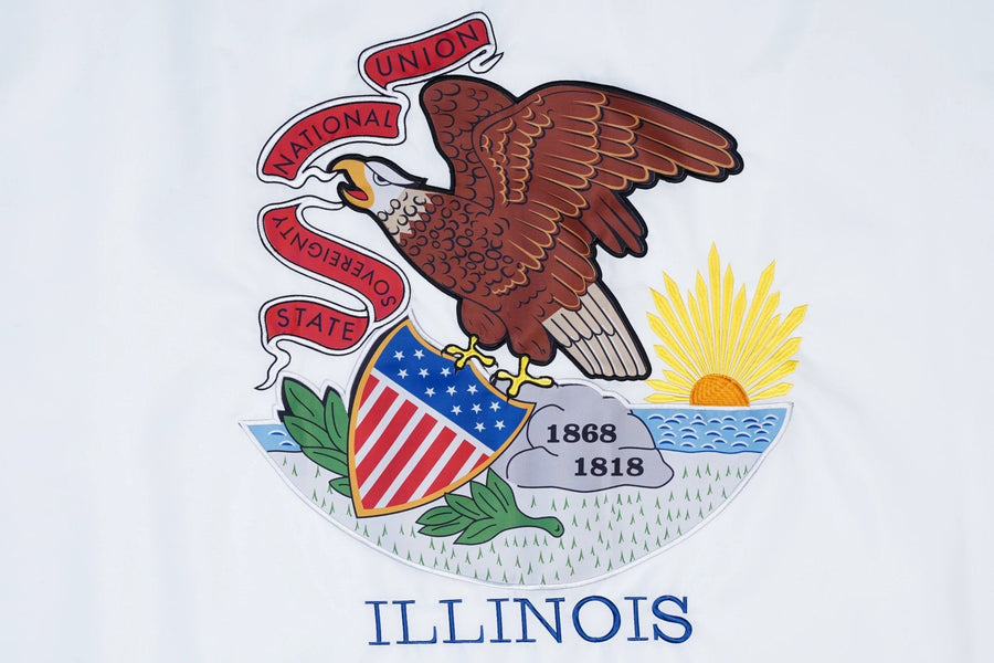 Illinois State Flag design and stitching in close-up