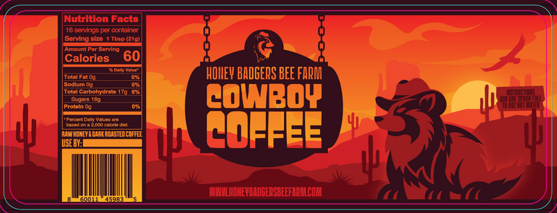 Cowboy Coffee - Instant Honey Coffee - All-in-one - Just add to hot water by Honey Badgers Bee Farm